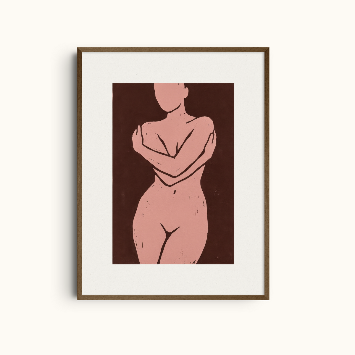In Her Own Arms | Pink & Burgundy Figure Art