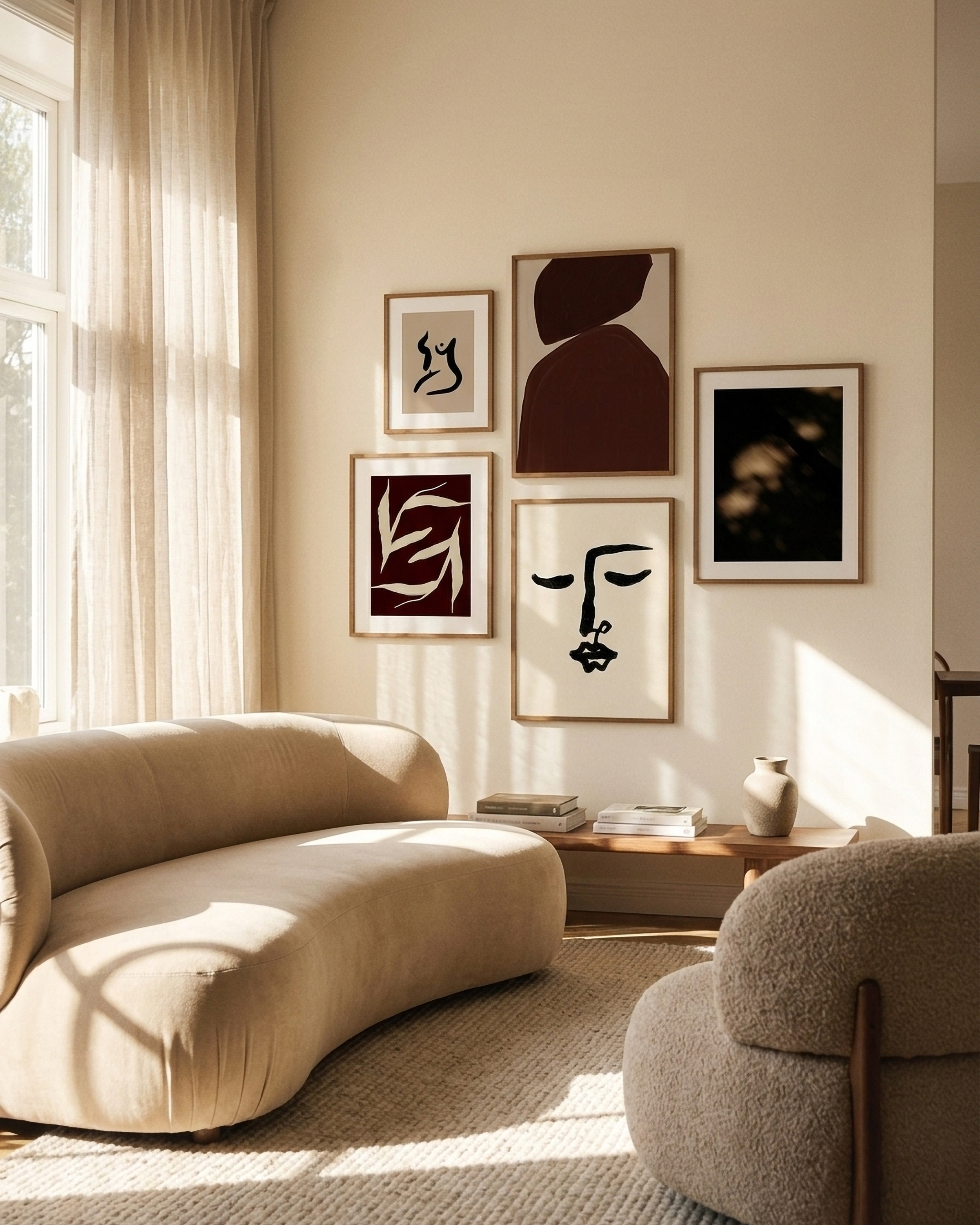 Abstract Burgundy | Set of 5 prints