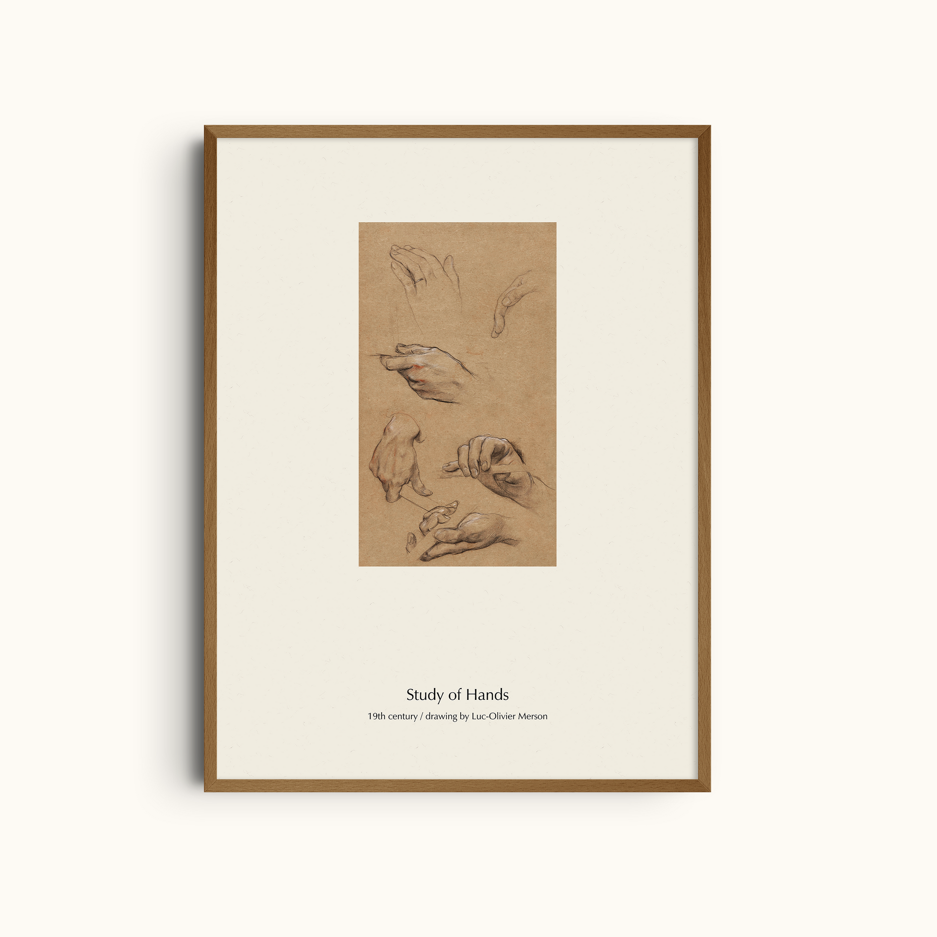 Study of Hands | Classical Figure Drawing Minimalist Wall Art Print
