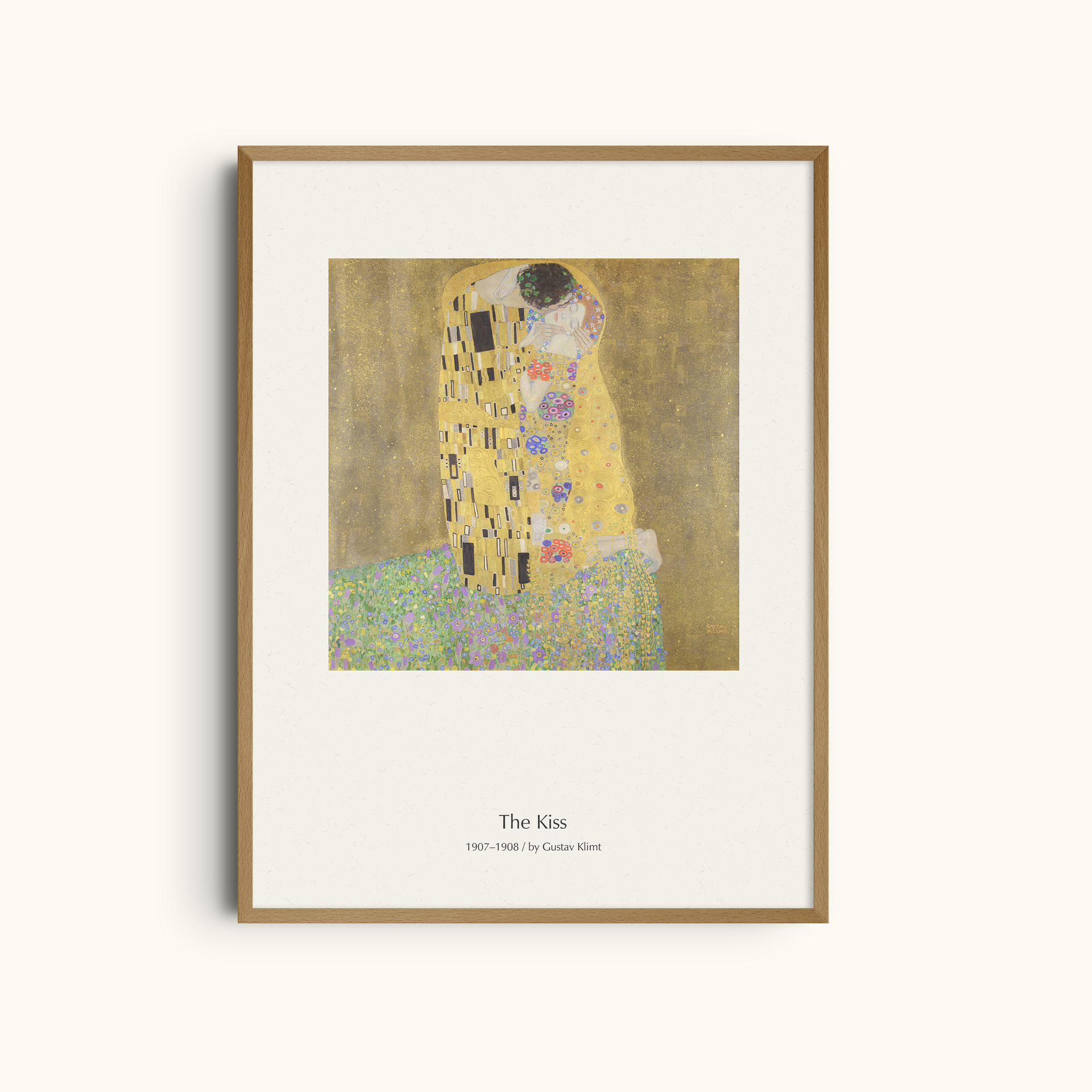The Kiss by Gustav Klimt | Iconic Art Nouveau Minimalist Wall Art Print