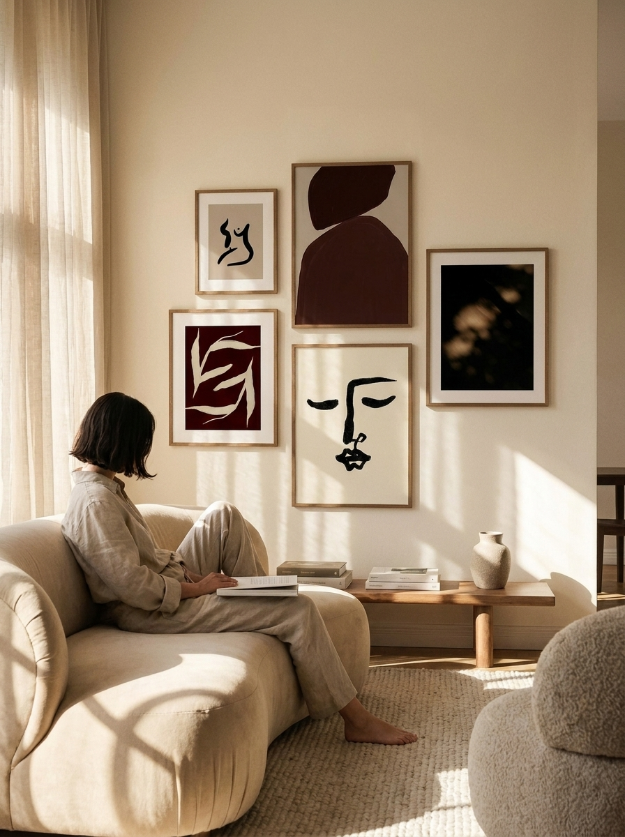 Abstract Burgundy | Set of 5
