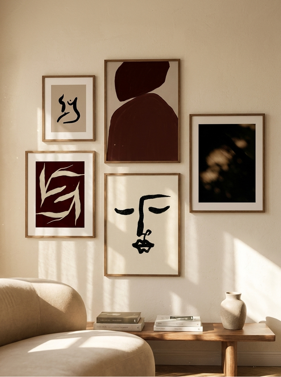 Abstract Burgundy | Set of 5