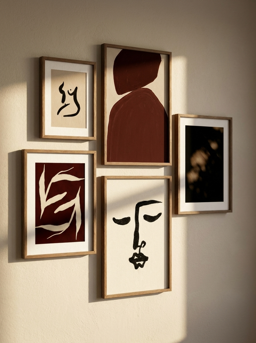 Abstract Burgundy | Set of 5