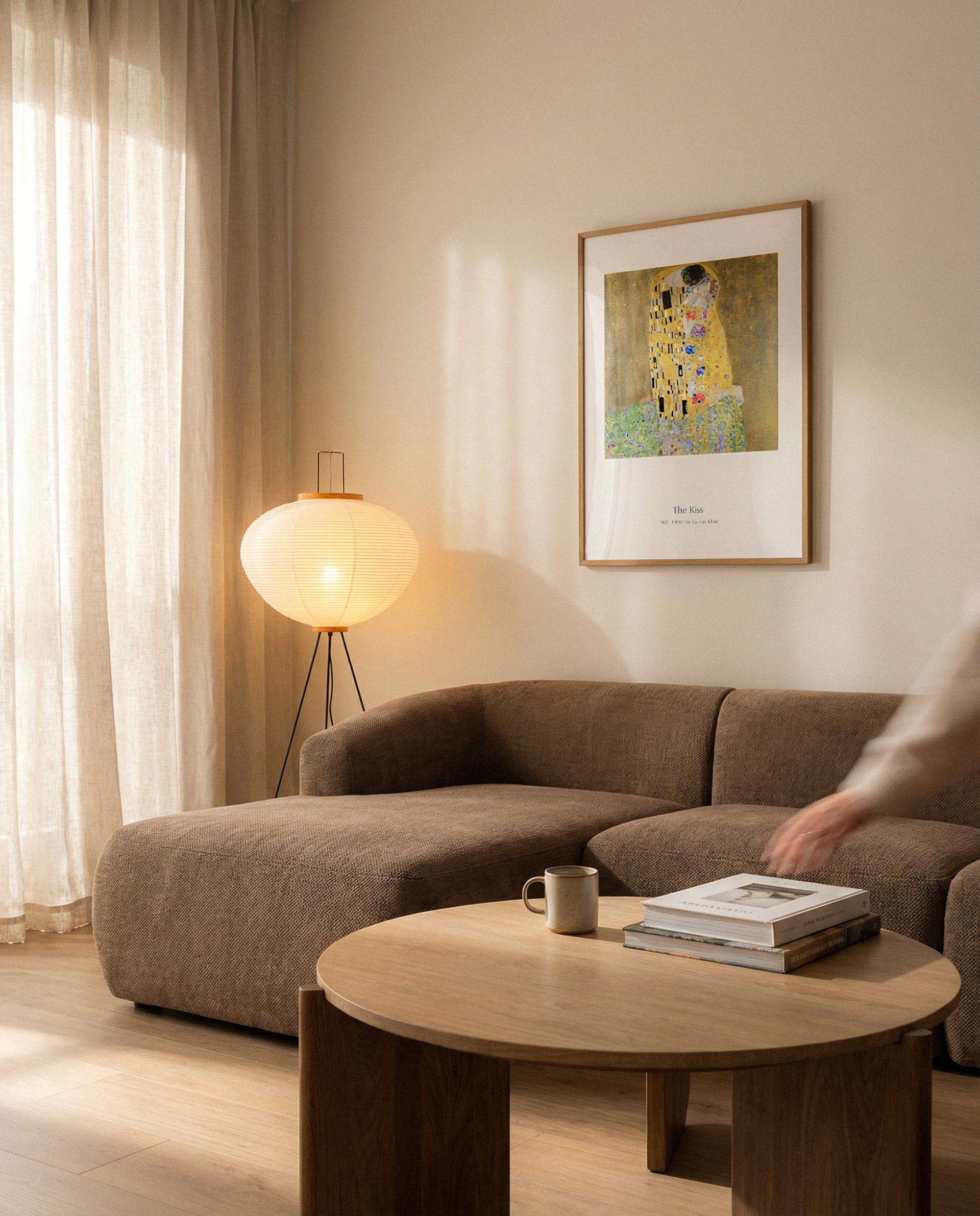 The Kiss by Gustav Klimt | Iconic Art Nouveau Minimalist Wall Art Print