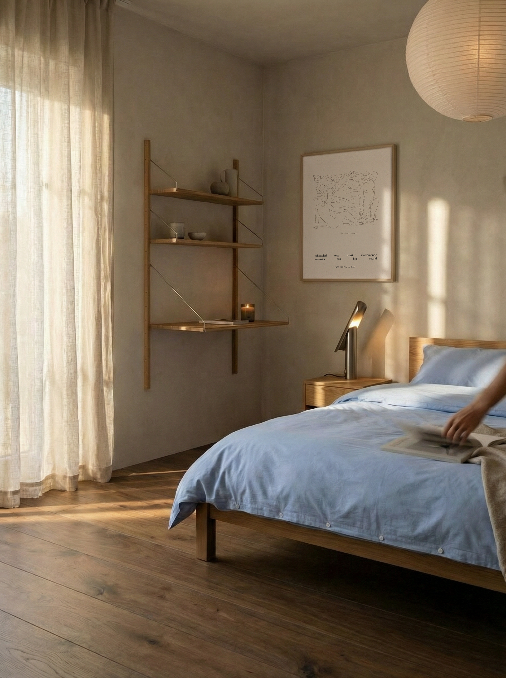 Figurative Line Drawing | Nude Bathers Coastal Art Print by Leo Gestel