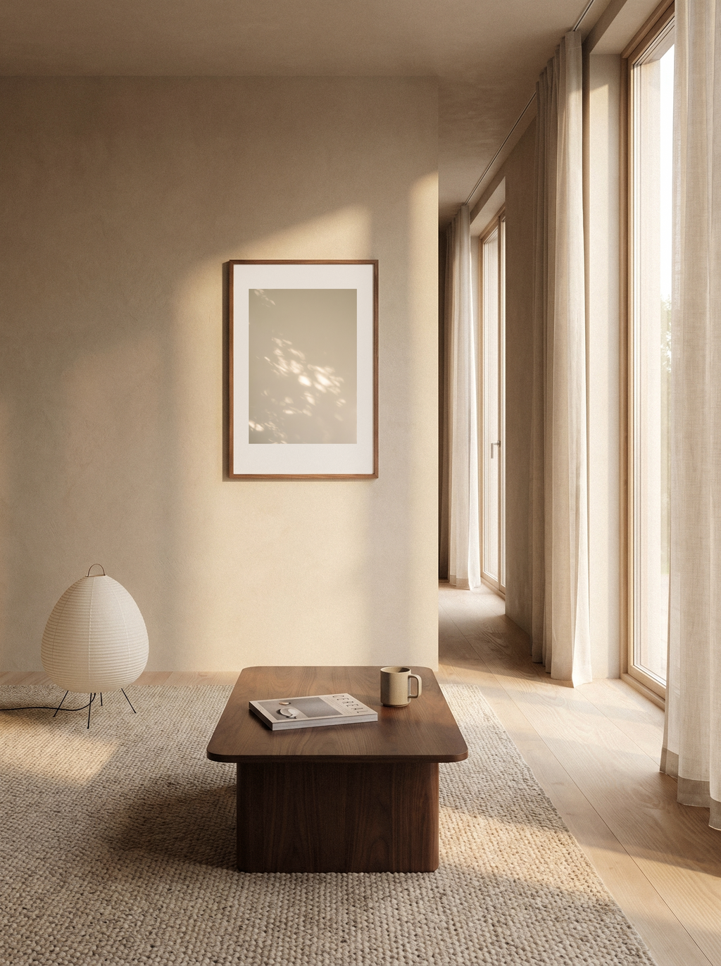 Sunlit Silence | Minimalist Beige Wall Art Print