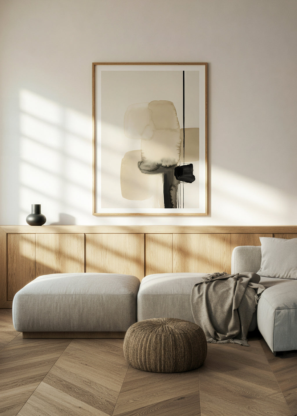 Soft Watercolor | Cream and Black Art